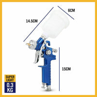Gravity Mini HVLP Spray Gun 125mL 0.8mm Air Nozzle Low Pressure Painting Sprayer Kings Warehouse 