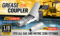 Grease Gun Coupler Quick Release & Lock 1/8  NPT Rated 10,000 PSI Storage Case Kings Warehouse 