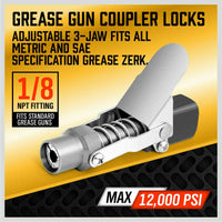 Grease Gun Coupler Quick Release & Lock 1/8  NPT Rated 10,000 PSI Storage Case Kings Warehouse 