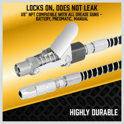 Grease Gun Coupler Quick Release & Lock 1/8  NPT Rated 10,000 PSI Storage Case Kings Warehouse 