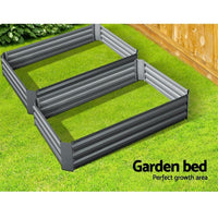 Greenfingers Garden Bed 2PCS 120X90X30CM Galvanised Steel Raised Planter Garden Beds Kings Warehouse 