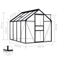 Greenhouse with Base Frame Anthracite Aluminium 4.75 m² Kings Warehouse 
