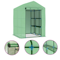 Greenhouse with Shelves Steel 143x143x195 cm Green Houses Kings Warehouse 