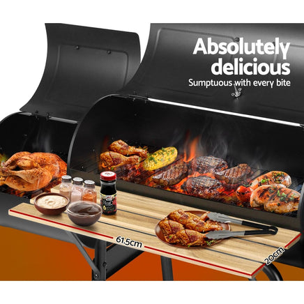 Grillz 2-in-1 Offset BBQ Smoker - Black Kings Warehouse 