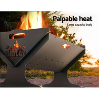 Grillz Fire Pit BBQ Outdoor Camping Portable Patio Heater Folding Packed Steel New Arrivals Kings Warehouse 