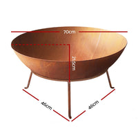 Grillz Fire Pit Outdoor Heater Charcoal Rustic Burner Steel Fireplace 70CM Grillz Kings Warehouse 
