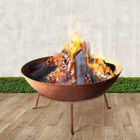Grillz Fire Pit Outdoor Heater Charcoal Rustic Burner Steel Fireplace 70CM Grillz Kings Warehouse 