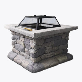Grillz Fire Pit Outdoor Table Charcoal Garden Fireplace Backyard Firepit Heater Firepits Kings Warehouse 