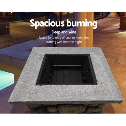 Grillz Fire Pit Outdoor Table Charcoal Garden Fireplace Backyard Firepit Heater Firepits Kings Warehouse 