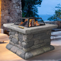 Grillz Fire Pit Outdoor Table Charcoal Garden Fireplace Backyard Firepit Heater Firepits Kings Warehouse 