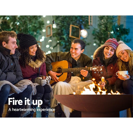 Grillz Outdoor Fire Pit Garden Charcoal Fireplace Patio Heater Vintage Pits 80CM Firepits Kings Warehouse 