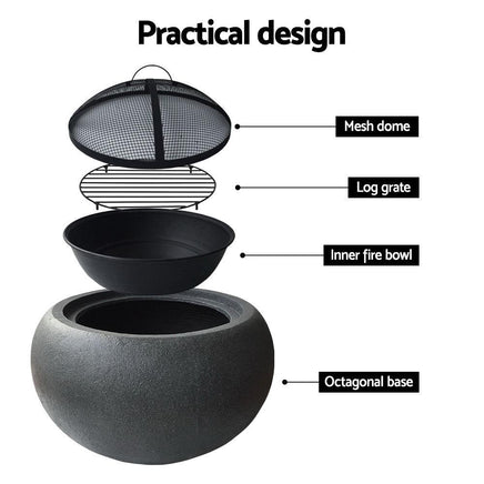 Grillz Outdoor Portable Fire Pit Bowl Wood Burning Patio Oven Heater Fireplace Grillz Kings Warehouse 