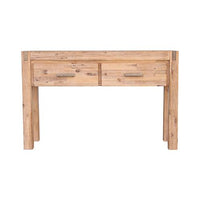 Hall Table 2 Storage Drawers Solid Acacia Wooden Frame Hallway in Oak Color Kings Warehouse 