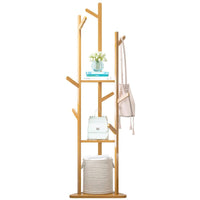 Hall Tree Garment Storage Holder Coat Rack Stand with 3 Shelves for Clothes Bag living room KingsWarehouse 