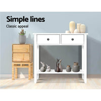 Hallway Console Table Hall Side Entry 2 Drawers Display White Desk Furniture Bedroom Kings Warehouse 