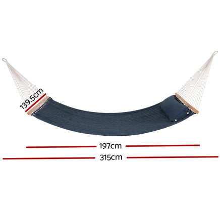 Hammock Bed Outdoor Portable Hammock Hanging Chair Camping 2 Person Blue Kings Warehouse 