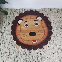 Hand Carved Children's Table Wooden LION Theme KingsWarehouse 