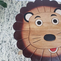 Hand Carved Children's Table Wooden LION Theme KingsWarehouse 