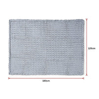 Hand Knitted Chunky Blanket Thick Acrylic Yarn Blanket Home Decor Throw Rug - Grey Bedding KingsWarehouse 