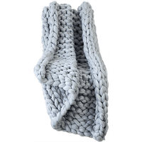 Hand Knitted Chunky Blanket Thick Acrylic Yarn Blanket Home Decor Throw Rug - Grey Bedding KingsWarehouse 