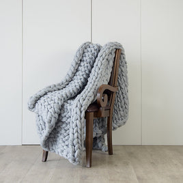 Hand Knitted Chunky Blanket Thick Acrylic Yarn Blanket Home Decor Throw Rug - Grey Bedding KingsWarehouse 