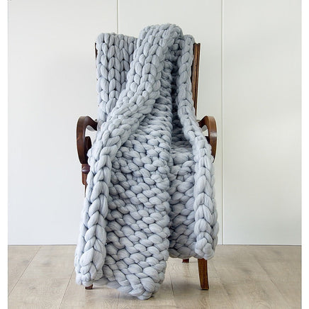 Hand Knitted Chunky Blanket Thick Acrylic Yarn Blanket Home Decor Throw Rug - Grey Bedding KingsWarehouse 