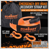 Heavy Duty 9.1M Recovery Tow Straps Snatch Kit - 32,000 LBS Break Strength with D-Ring Shackles for Off-Roading Recovery and Hauling Kings Warehouse 