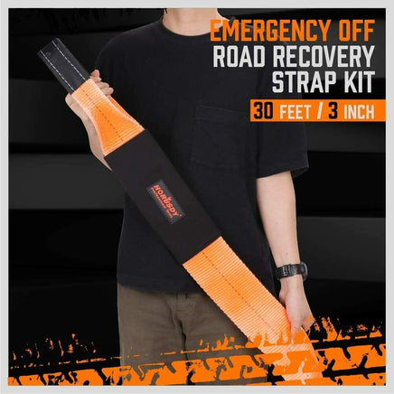 Heavy Duty 9.1M Recovery Tow Straps Snatch Kit - 32,000 LBS Break Strength with D-Ring Shackles for Off-Roading Recovery and Hauling Kings Warehouse 