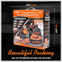Heavy Duty 9.1M Recovery Tow Straps Snatch Kit - 32,000 LBS Break Strength with D-Ring Shackles for Off-Roading Recovery and Hauling Kings Warehouse 