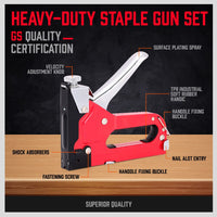 Heavy Duty Staple Gun Set 2in1 Stapler 1500Pc Staples Tacker Hand Fastener Tool Kings Warehouse 