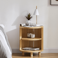 Henley Round Wooden Bedside Table Kings Warehouse 