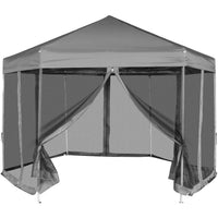Hexagonal Pop-Up Marquee with 6 Sidewalls Grey 3.6x3.1 m Kings Warehouse 