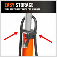 High Pressure Air Pump Bicycle Bike Alloy Floor Air Gauge Ball Balloon Nozzles Kings Warehouse 