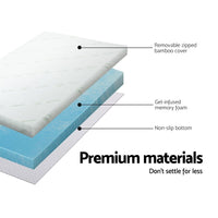 Home Cool Gel Memory Foam Topper Mattress Toppers w/ Bamboo Cover 5cm SINGLE Kings Warehouse 