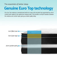 Home Single Size Mattress Bed COOL GEL Memory Foam Euro Top Pocket Spring mattresses Kings Warehouse 