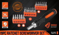 HORUSDY 19 Pcs Ratchet Precision Screwdriver Bits Set Slotted Phillips Tox Hex Kings Warehouse 
