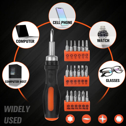 HORUSDY 19 Pcs Ratchet Precision Screwdriver Bits Set Slotted Phillips Tox Hex Kings Warehouse 