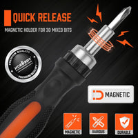 HORUSDY 19 Pcs Ratchet Precision Screwdriver Bits Set Slotted Phillips Tox Hex Kings Warehouse 