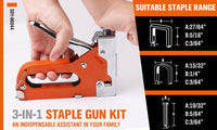 HORUSDY 3in1 Staple Gun Heavy Duty Stapler Fastener Tool Tacker free Staples Kings Warehouse 
