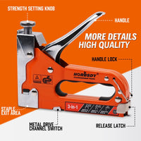 HORUSDY 3in1 Staple Gun Heavy Duty Stapler Fastener Tool Tacker free Staples Kings Warehouse 