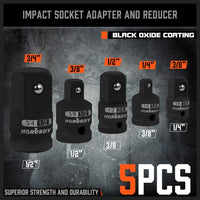 HORUSDY 5Pcs Impact Socket Adapter Set Socket Reducer 1/4 3/8 1/2 Inch Drive Kings Warehouse 
