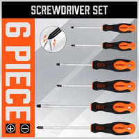 HORUSDY 6Pc Magnetic Screwdriver Set Non-slip Handle Phillips Slotted Tool New Kings Warehouse 
