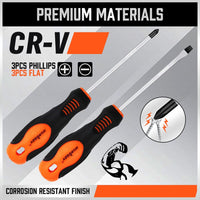 HORUSDY 6Pc Magnetic Screwdriver Set Non-slip Handle Phillips Slotted Tool New Kings Warehouse 