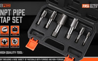HORUSDY 6Pc NPT Pipe Tap Set Thread Tap Screw Tool 1/8" 1/4" 3/8" 1/2" 3/4" 1" Kings Warehouse 