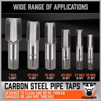 HORUSDY 6Pc NPT Pipe Tap Set Thread Tap Screw Tool 1/8" 1/4" 3/8" 1/2" 3/4" 1" Kings Warehouse 