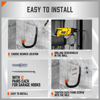 HORUSDY 6Pc Wall Mount Garage Hooks Set Heavy Duty Steel Storage Rack Hanger Kings Warehouse 