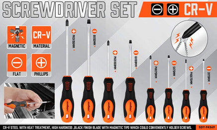 HORUSDY 8Pc Magnetic Screwdriver Set Non-slip Handle Phillips Slotted Tool New Kings Warehouse 