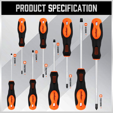 HORUSDY 8Pc Magnetic Screwdriver Set Non-slip Handle Phillips Slotted Tool New Kings Warehouse 
