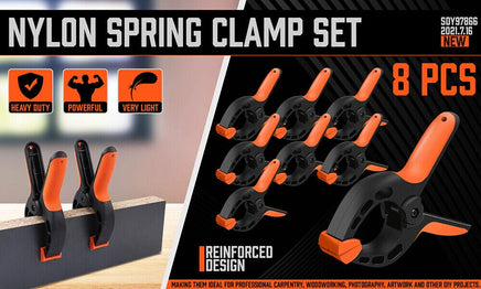 HORUSDY 8Pc Spring Clamp Set Quick Grip Plastic Non-Slip Nylon Clips Woodworking Kings Warehouse 