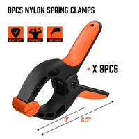 HORUSDY 8Pc Spring Clamp Set Quick Grip Plastic Non-Slip Nylon Clips Woodworking Kings Warehouse 